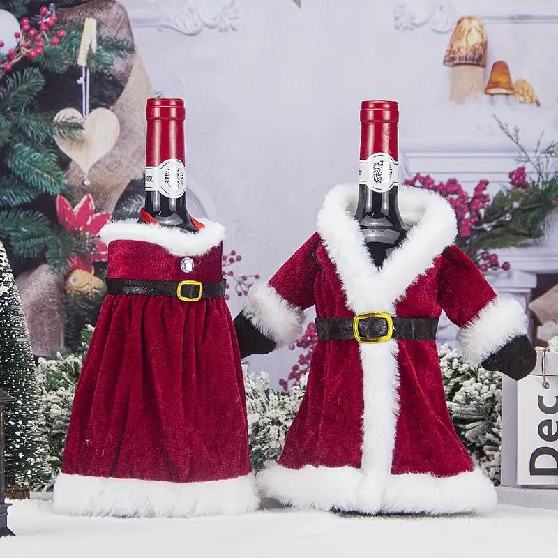 Christmas Wine Bottle Covers Creative Festive Decoration Dress Style Cover Set for Holiday Party Table Home Decor Kitchen Gift