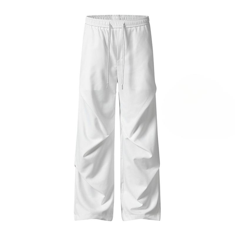 American Three-dimensional Pleated High-grade Micro-pull Suit Pants Men's Casual Wide-leg Pants
