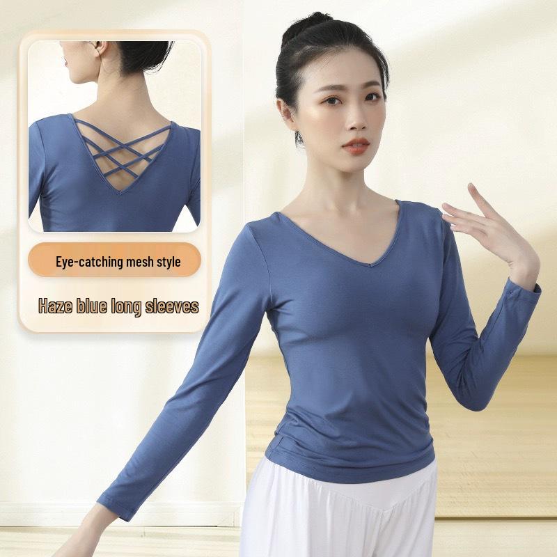 Black Long Sleeve Dance Practice Suit for Square Dance and Art School Training