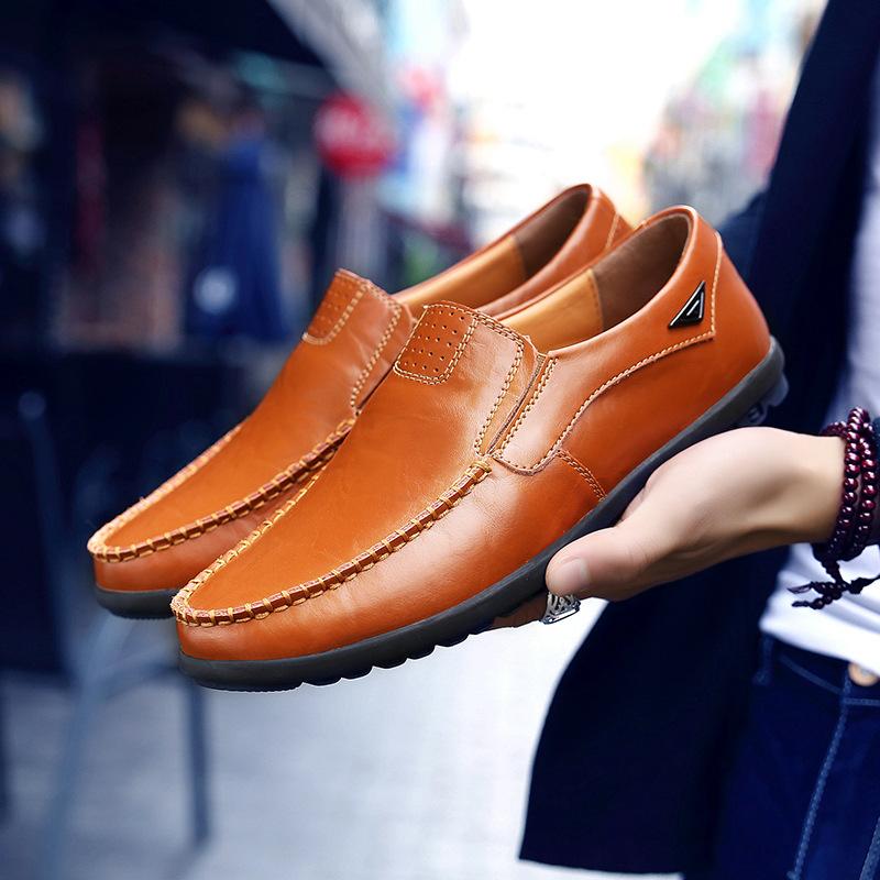 New Large Size Men's Genuine Leather Shoes Casual Leather Men's Shoes Slip on Shoes