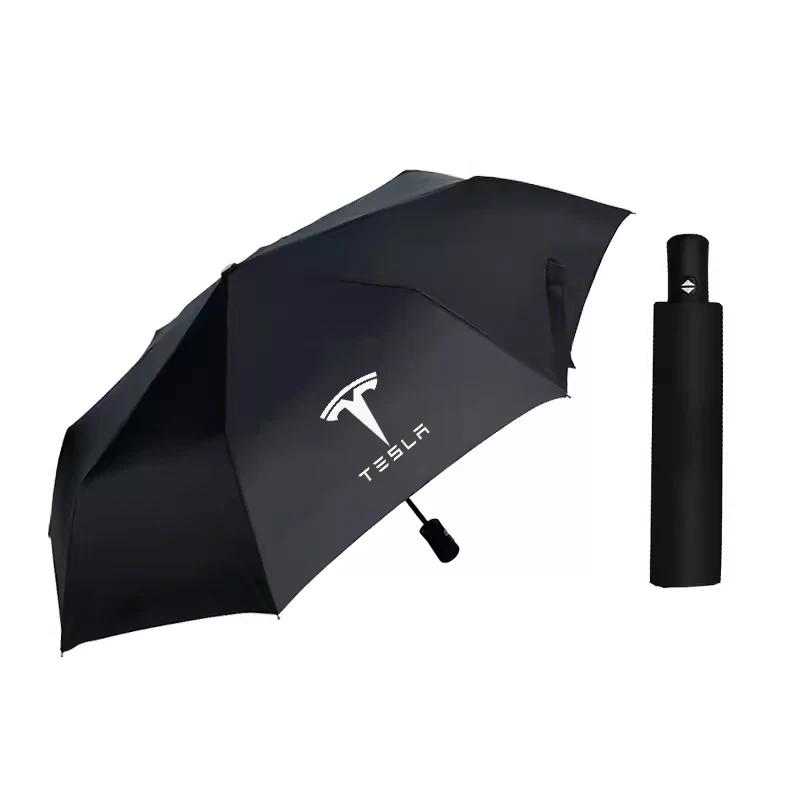 

Car Sticker 2025 Hot Windproof Rain Fully Automatic Compact 3 Folding Umbrella Car Accessories For Tesla Model 3 2021 S X Y Styl