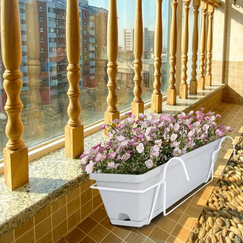 Fioriera da Balcone da Appendere alla Ringhiera Vaso da Fiori Patio Esterno Vassoio Staccabile Cortile Portici Facile da Installare bianco