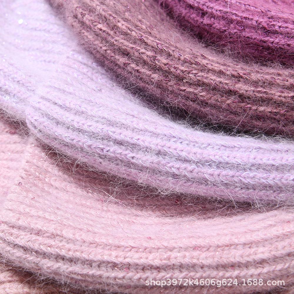 Autumn/Winter New Angora Long Plush Rabbit Fur Knit Hat, Casual Belt with Small Sequins, Warm, Thickened, Couple's Knit Hat
