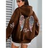 Women'S Casual Hooded Sweatshirt with Colorful Angel Wings Graphic