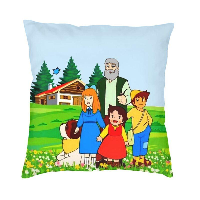 Heidi And Clara Cushion Cover Doublesided 3D Printing Alps Mountain Girl Throw Pillow Case for Sofa Pillowcase Home Decoration