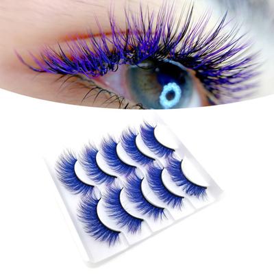 5 Pairs 3D False Eyelashes Soft Comfortable To Wear Imitation Mink Gradient Color Beauty False Eye Lashes for Performance