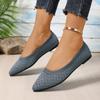 Women Flats Shoes 2025 New Knitted Slip on Shoes for Women Pointed Toe Solid Color Loafers Casual Breathable Flat Sneakers Women