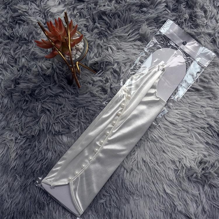 Medium And Long Finger Gloves, Pearl Etiquette Wedding Gloves, Satin Elastic Satin Gloves