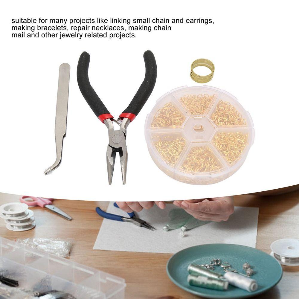5pcs Gold Color Jewelry Making Rings Assorted Size Open Jump Rings Jumper Rings  Bracelet Repairing