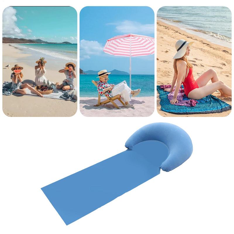 Beach Mat Inflatable Pillow Outdoor Beach Lounger Sandproof Lounger Resting Relaxing Pad Foldable For Family Friends Sun Bathing