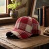 Unisex Retro Plaid Baseball Warm Outdoor Casual Hat for Men and Women