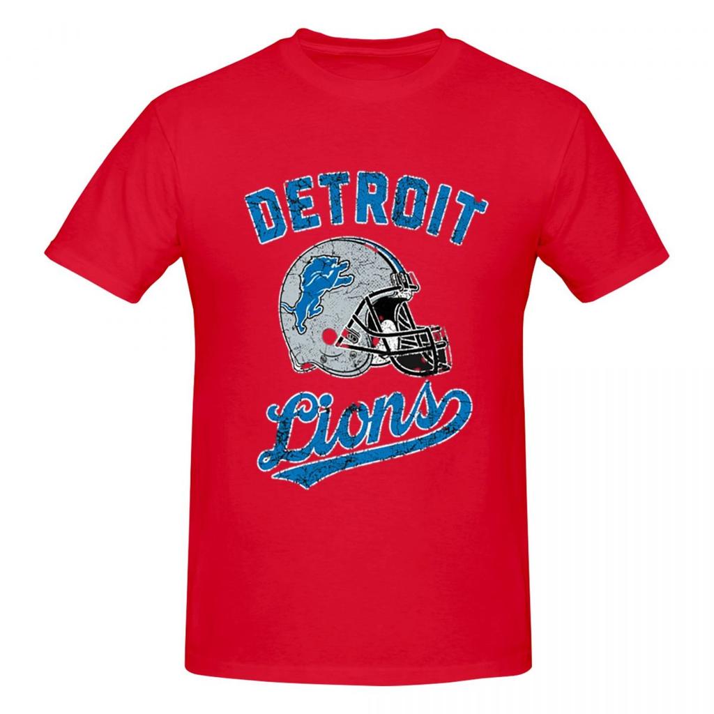 Vintage - Pánské tričko Detroit Lions Vtipná nadměrná trička Pánská bavlněná trička s kulatým výstřihem Krátké Letní Pánské