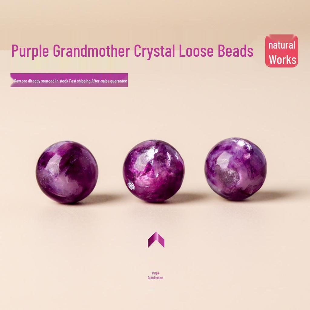 Natürliche lila Amethyst & Lepidolith runde Perlen für DIY-Armbänder, Einzelstück.