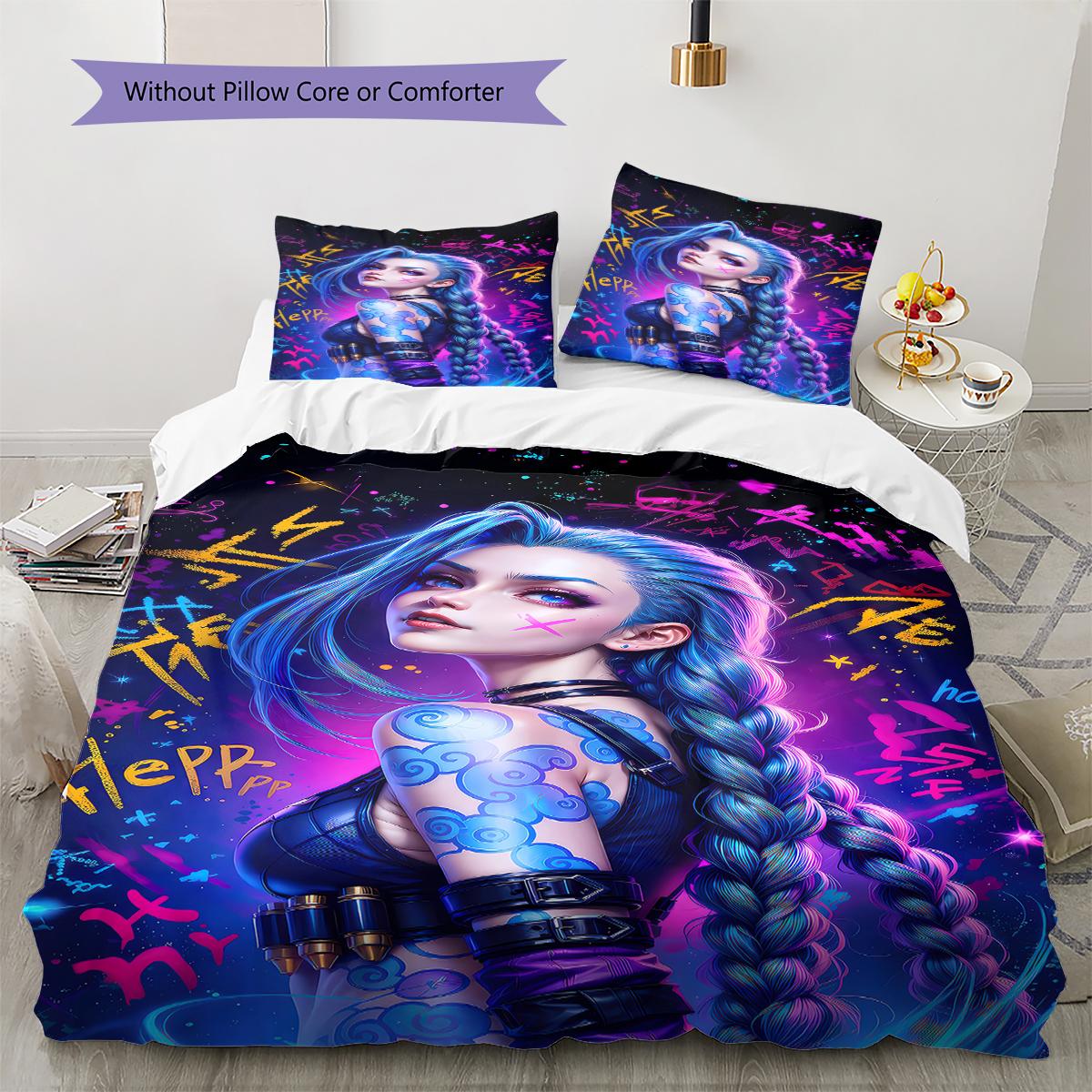 Jinx Pattern Bedding,Quilt Set Quilt Cover Pillowcase Home Birthday Gift (1 * duvet cover + 2 * pillowcase, without core) 135x200cm