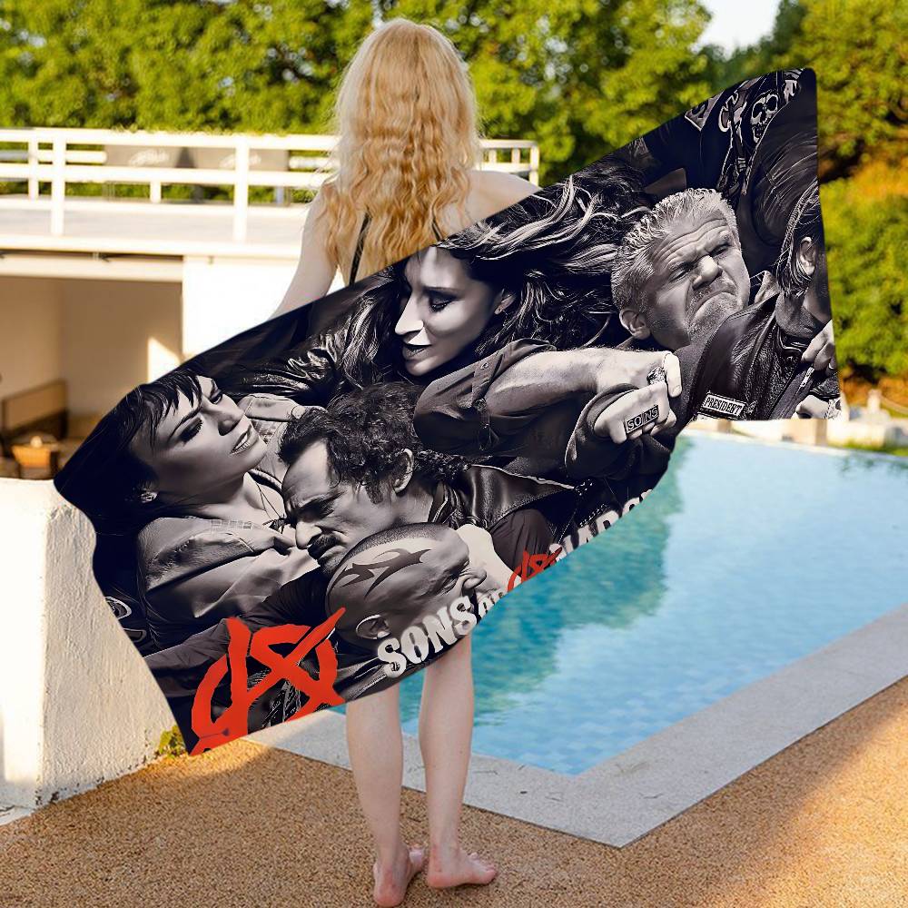 Sons Of Anarchy TV Microfiber Printed Beach Towel Mountain Climbing Yoga Beach Swimming Running Absorbent Soft Towel