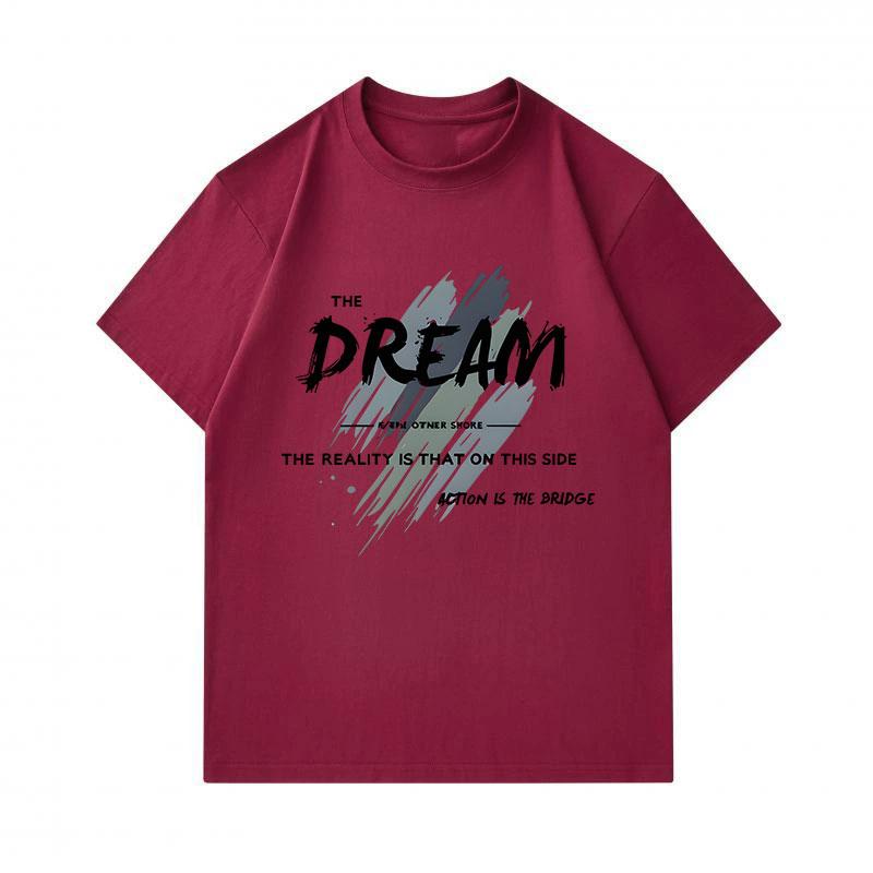 Men's 100% Cotton Crew Neck Short Sleeve T-Shirt, Inspirational Dream Action Bridge Printed Casual Comfortable Lightweight Tee for Daily Wear Street A