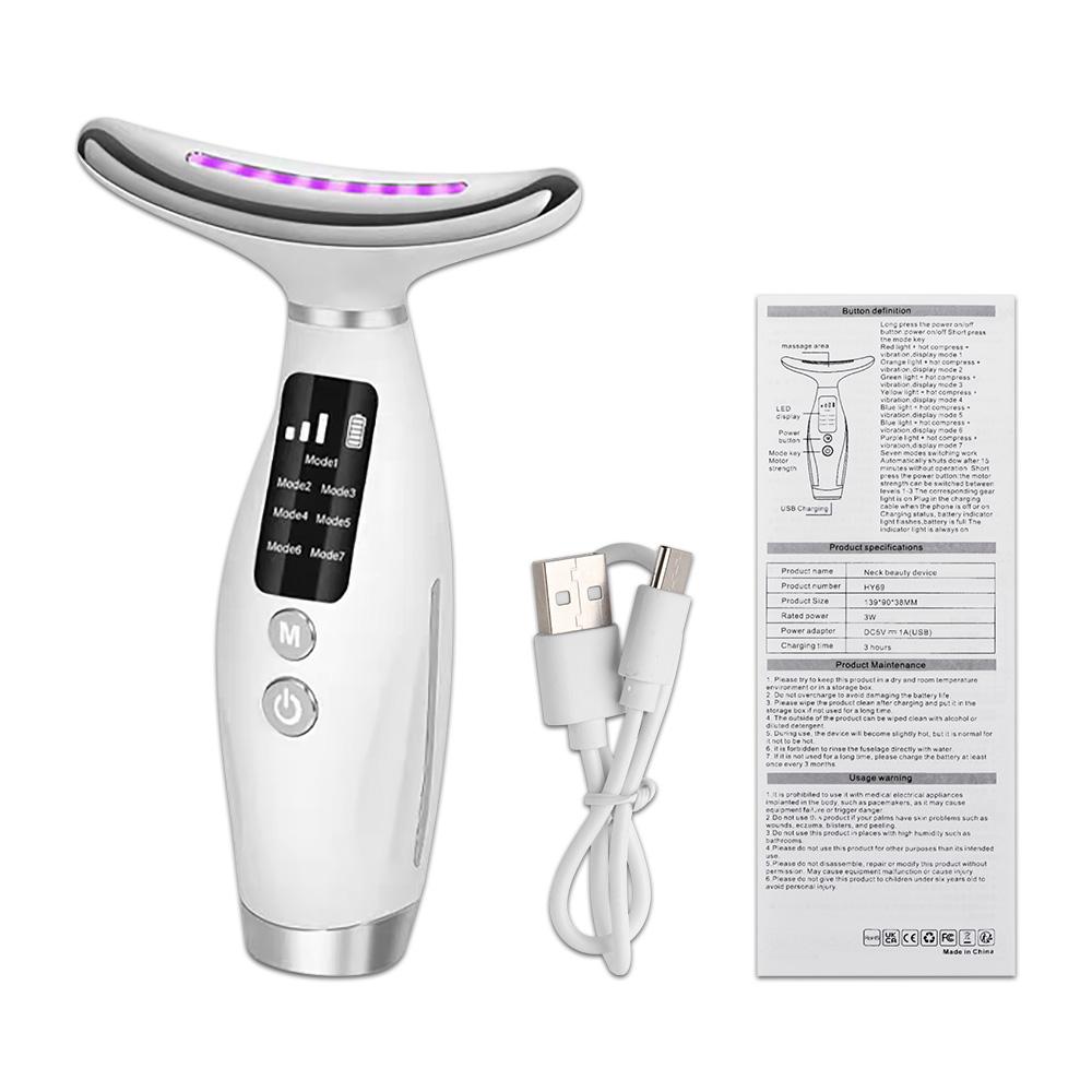 Micro-current Facial Massager Neck Face Beauty Device 7 Color Facial Massager for Face Neck Lifting Skin Care with Vibrating