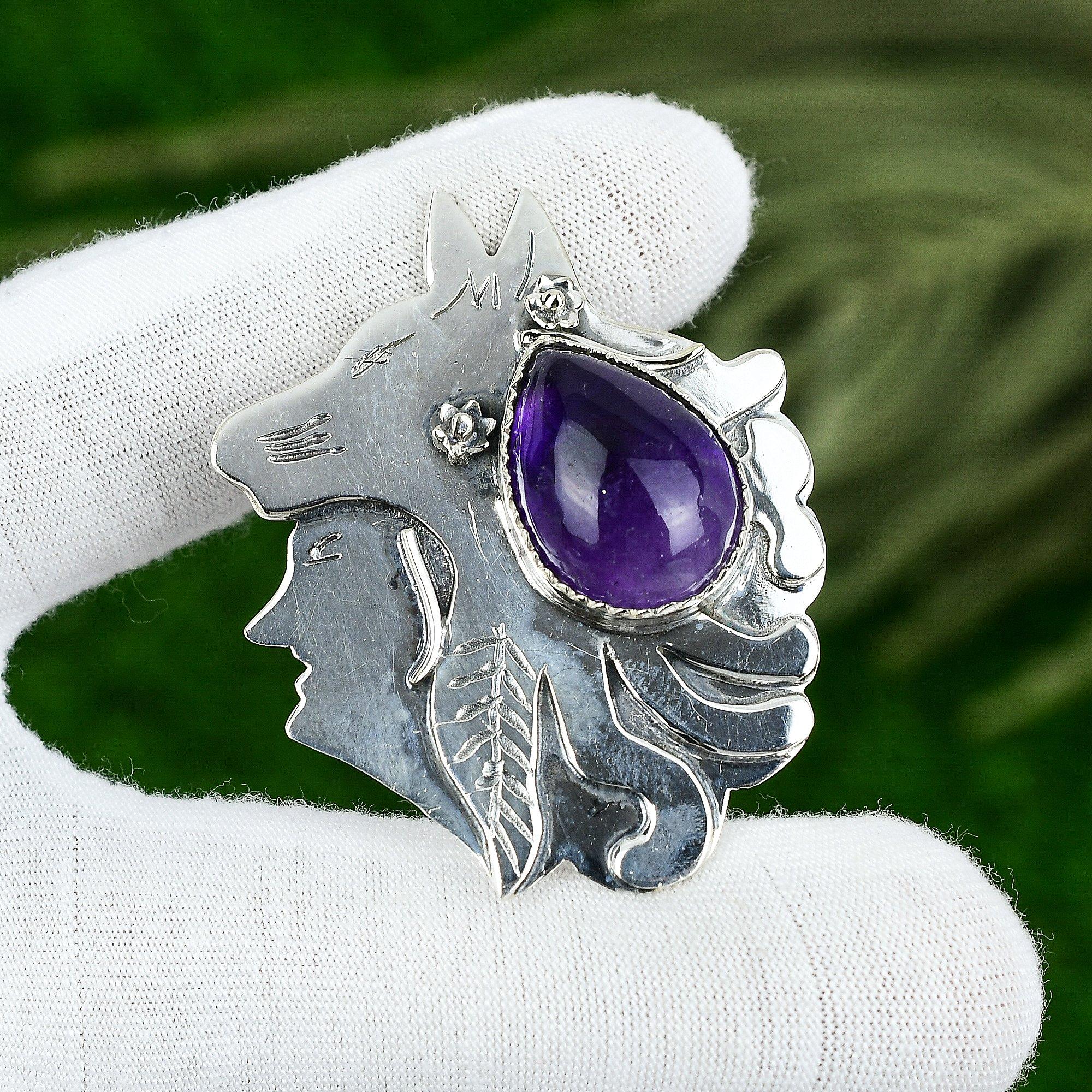 Pear Star Amethyst Gemstone Anniversary Wedding Pendant Jewelry Sterling Silver