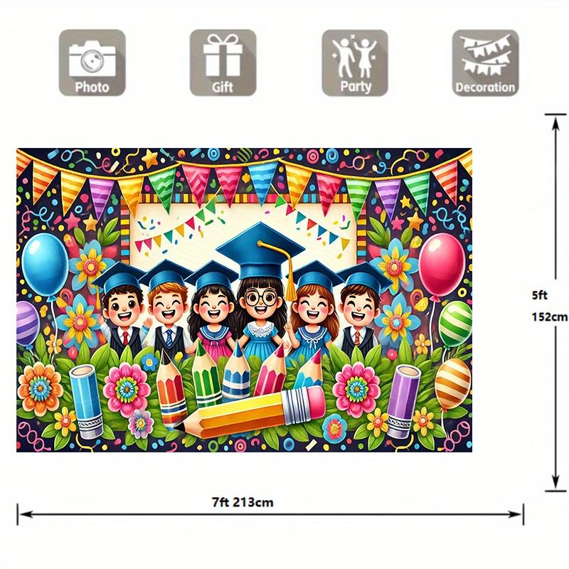 Graduation Celebration Illustration, Multipurpose Banner, Romantic Style, Suitable for Photography and Event Decoration