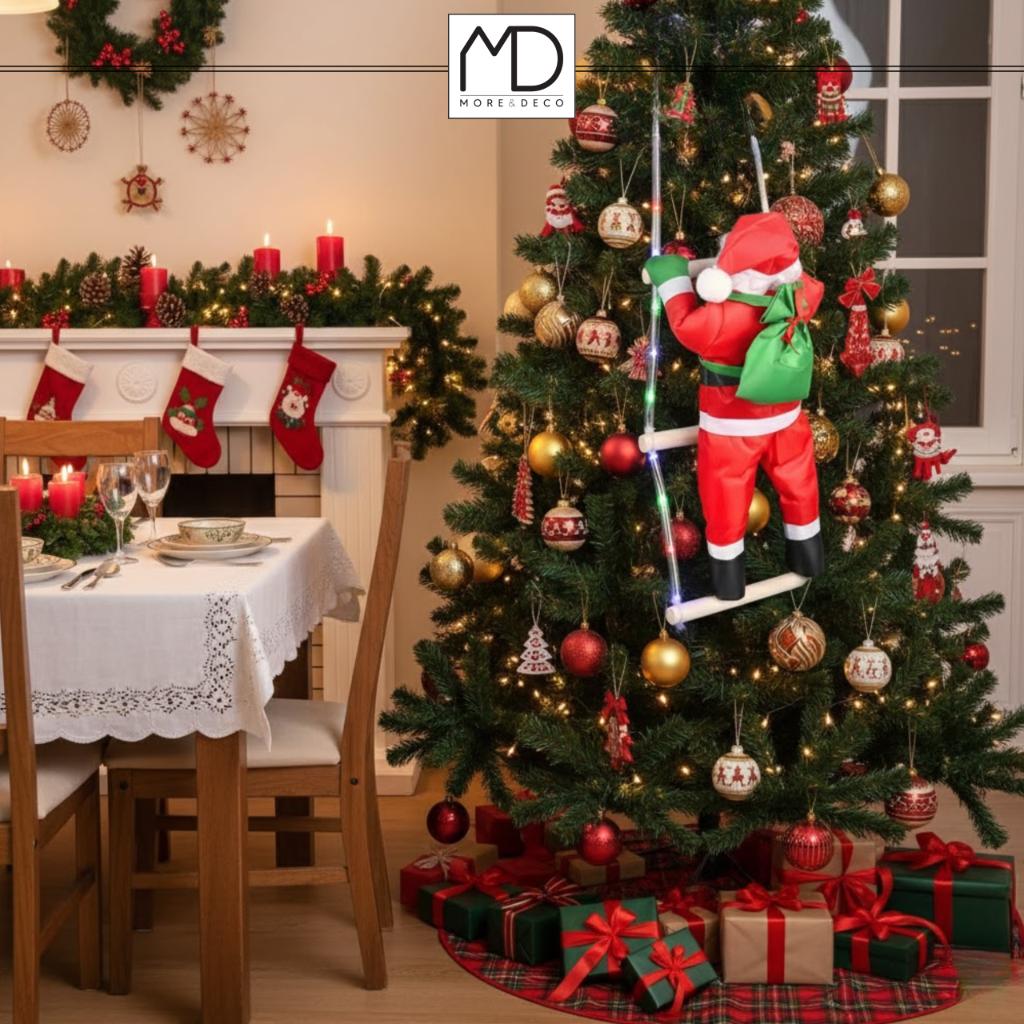 Mikołaj na drabinie LED multikolor MORE&DECO