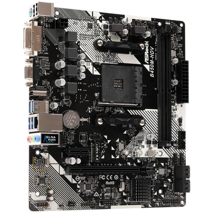 Carte Mère - ASRock - B450M-HDV R4.0 - Socket AM4 - Micro ATX - 32 Go RAM max