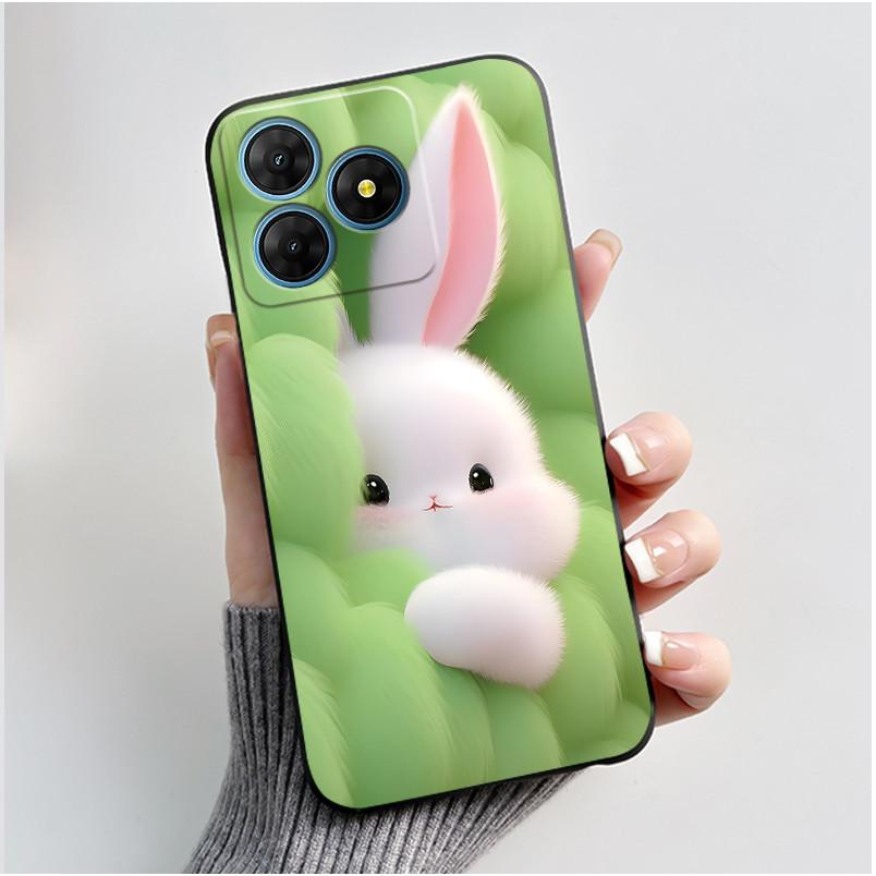 For Oscal Flat 2 2C Case Cute Love Rabbit Black Soft Silicone Protective Back Cover For Blackview Oscal Flat 2 2C Phone Cases