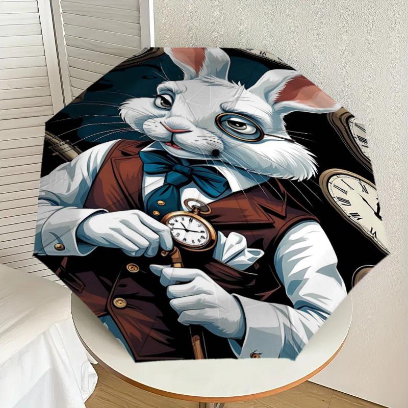 1PC rabbit clock Umbrella-8-Rib Reinforced, Automatic Open, Lightweight & Durable, Fashion Accessory for Outdoor-L0380
