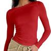 Women's Casual Long Sleeve T-Shirt Solid Color Slim-fit Pullover T-Shirt Women's Bottom Shirt Top