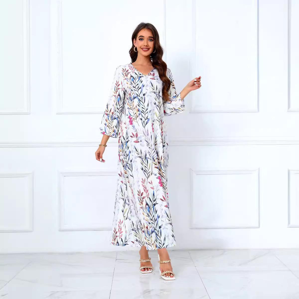 

Платье средней длины приталенного силуэта с принтом для рынка Ближнего Востока 2XL цветочные печати