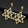 Menorah Star of David Hoop Earrings for Women Stainless Steel Gold Color Hanukkah Lamp Megan Hexagram Earring Jewelry E1027S02