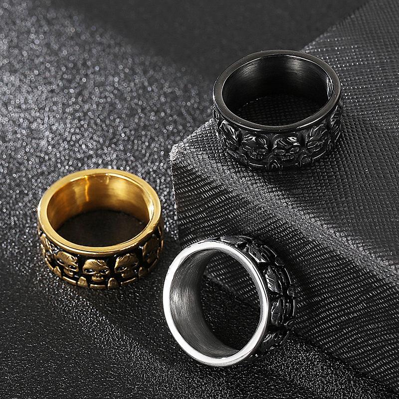 Gothic Style Punk Retro Black Biker Ring Men Hiphop Rock Stainless Steel Skull Finger Rings Party Accessories Jewelry