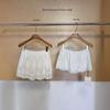 Korean Style White Lace Ballet Skirt Cover: Versatile Short Skirt with Lace-Up Detail for Women