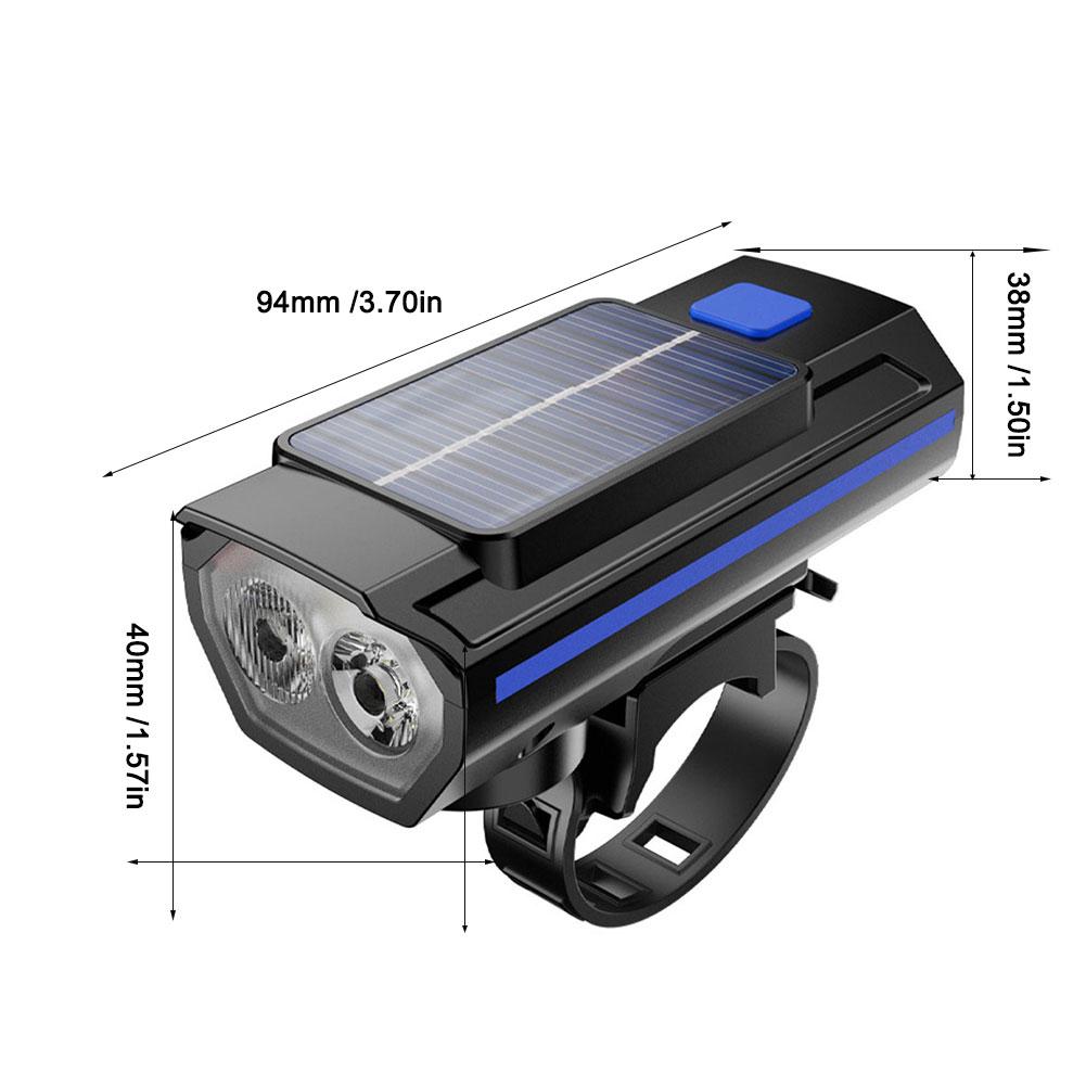 Solar Bicycle Light 1200mAh USB Rechargeable Power Display MTB Mountain Road Bike Front Lamp with Horn Flashlight Bicycle Light