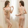 Yiyue's new erotic lingerie, halter long dress, see-through pajamas, women's water-soluble floral sexy sleeping dress, seductive set 8086