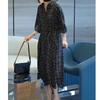 Large Size Fashion Age-reducing Floral Polka Dot Summer Dress Loose Belly Cover Hidden Meat Thin Skirt Classic Black White Dot Wrinkle Resistant Dress