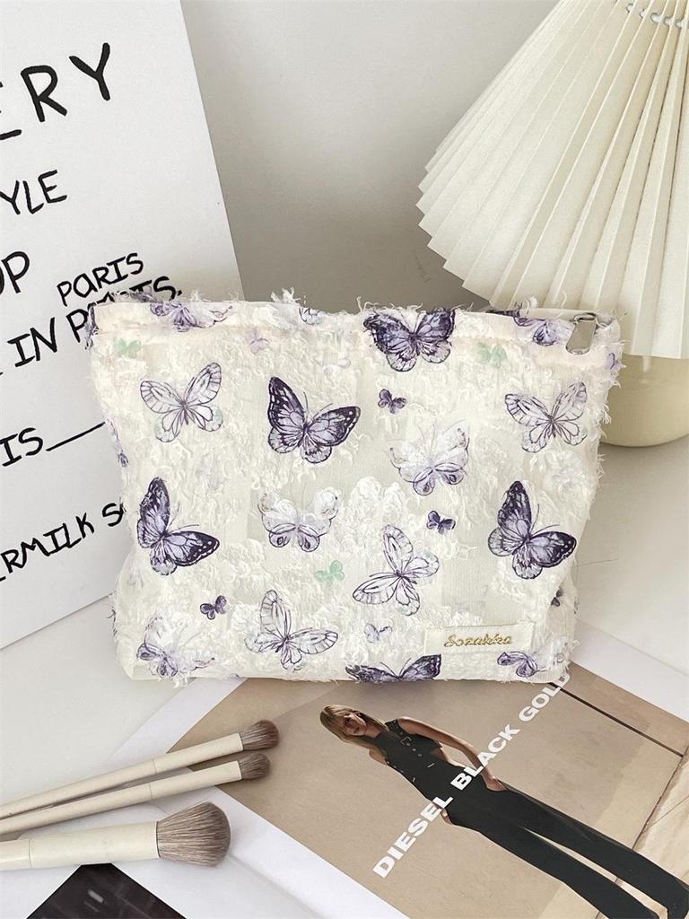 Super Hot Butterfly Cosmetic Bag: Large Capacity Portable Handbag with Stylish Design.