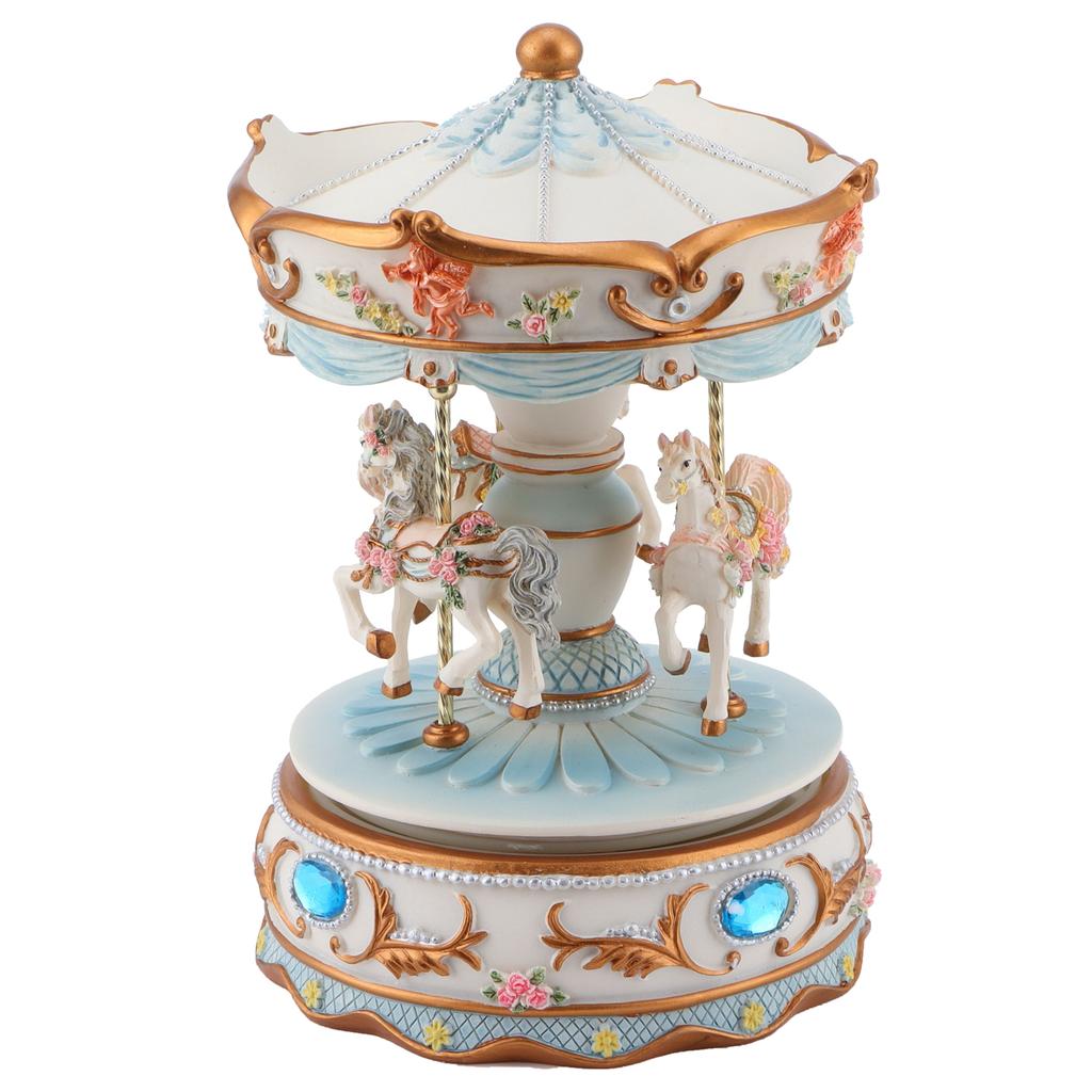 Rotating Horse Style Music Box Musical Box with Colorful Lights Valentine"s Day Gift Home Decor