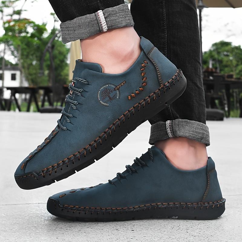 Men's Casual Leather Shoes, Large Size Handmade Shoes, Fashion Lace-up Business Men