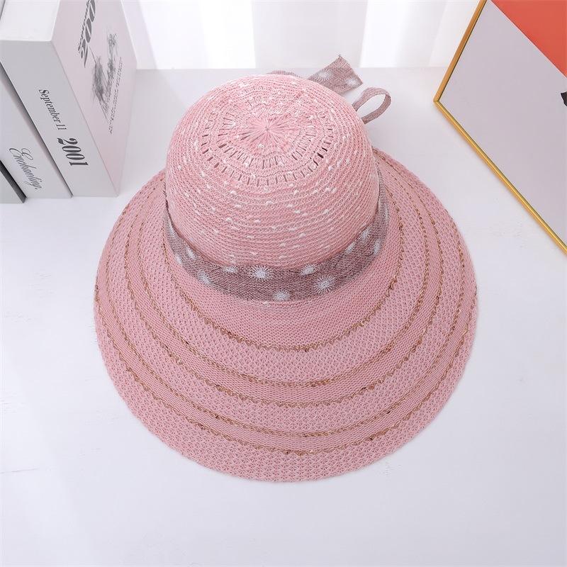 Grass Hat Women's Summer Sunshade Hat Sun Protection Beach Hat Travel Bow Duck Tongue Sun Hat