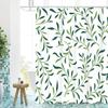 Green Plant Leave Pattern Bathing Curtain  Bathroom Shower Curtain Waterproof With 12 Hooks Home Deco Free Ship