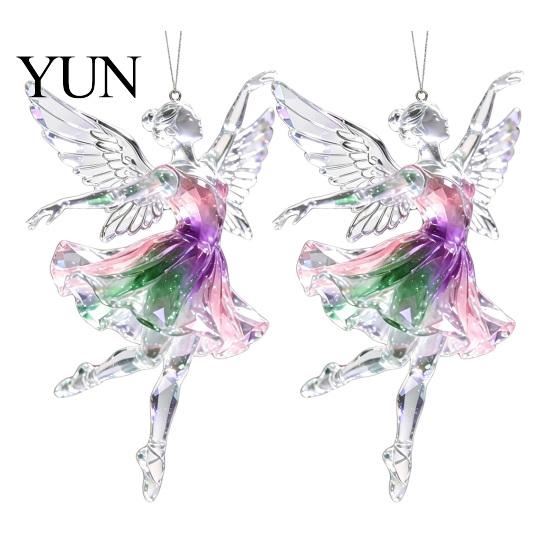 Cute Hanging Accessories 2Pcs Glitter Ballet Girl Keychain, 2D Acrylic Pendant for Bag Backpack, Sparkling Fence Branch Decorations Dancer Car