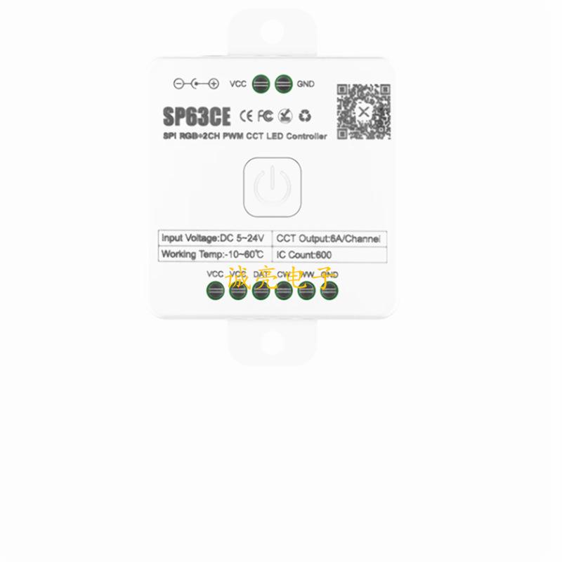 SP630E Bluetooth LED Controller: RGBCW, Single/Dual Color Temp, Magic Color Strip Dimming via App.