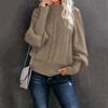 Women's Fashion Casual Solid Color Sweater Set Head Round Neck Warm Long-sleeved Sweater
