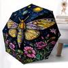 1pc Moth Garden Automatic Open/Close Umbrella with Windproof, Functional Design, 8-Rib Sturdy Canopy
