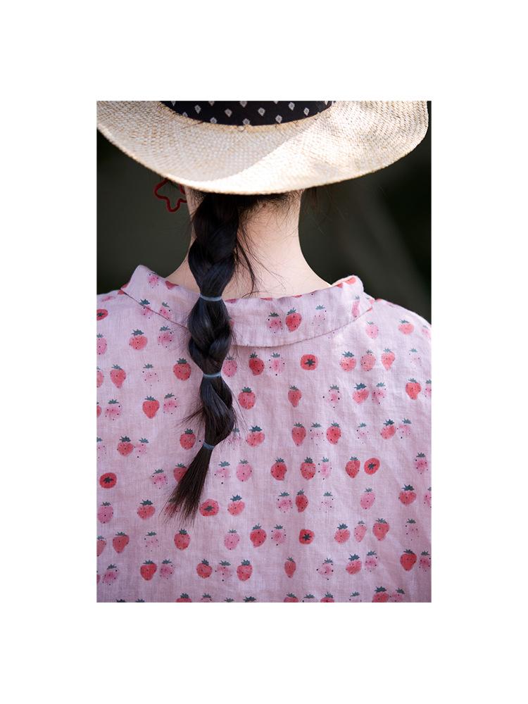 Strawberry Pink Retro Linen Cardigan: Versatile Summer Sun Protection Top