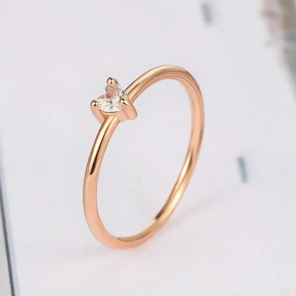 Luxury Dainty Thin Rings for Women Gold Silver Color Love Heart Zircon Delicate Wedding Dating Ring Fashion Jewelry Gift