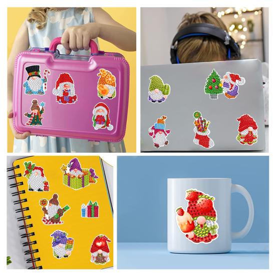 1 Set Weihnachts-Diamant-Malerei-Aufkleber, Cartoon-Muster, DIY-Kunst-Aufkleber-Set für festliche Dekorationen