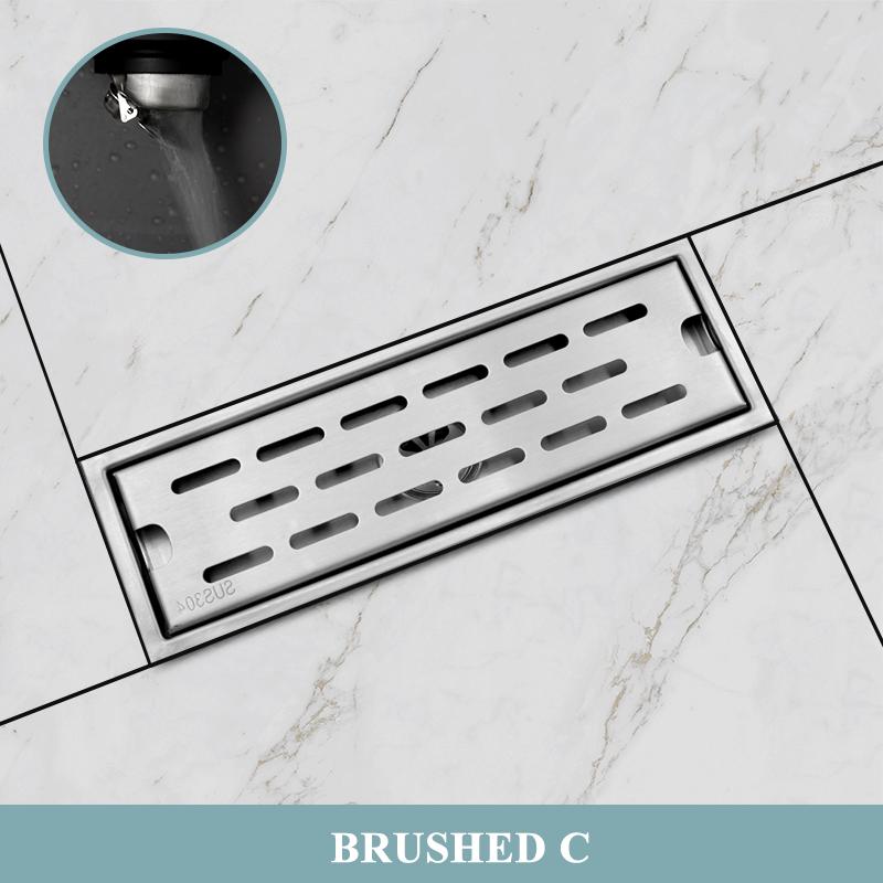 Brushed Rose Gold Floor Drain SUS304 Floor Conceal Drain 30CM/60CM Long Drainage Channel Drain for Hotel Bathroom Kitchen Floor