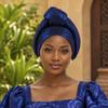 Polyester African Gele Headwrap Front Knot Elegant Headpiece Chic Nigerian Yoruba Turban  Party