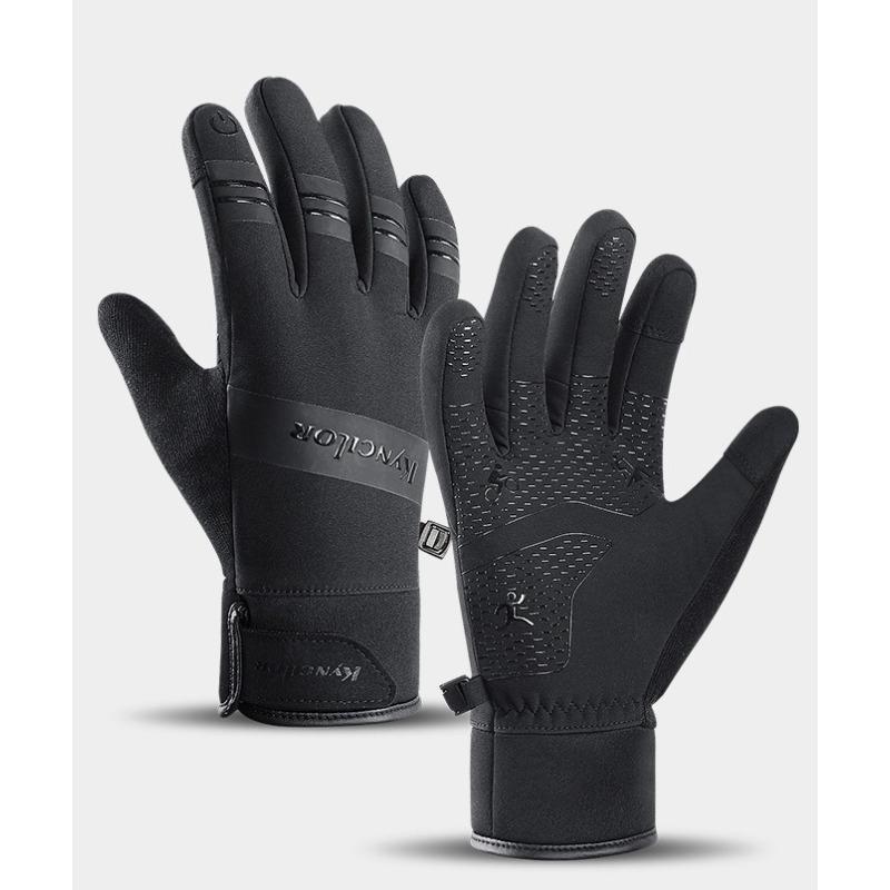 Autumn and winter outdoor riding gloves, touch screen non-slip and wear-resistant, windproof and water-proof, warm and piled and thickened M